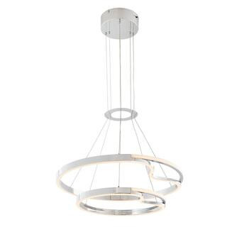 Minsk 2-Lights Dimmable Integrated LED Chrome Double Round Chandelier for Living Room | The Home Depot