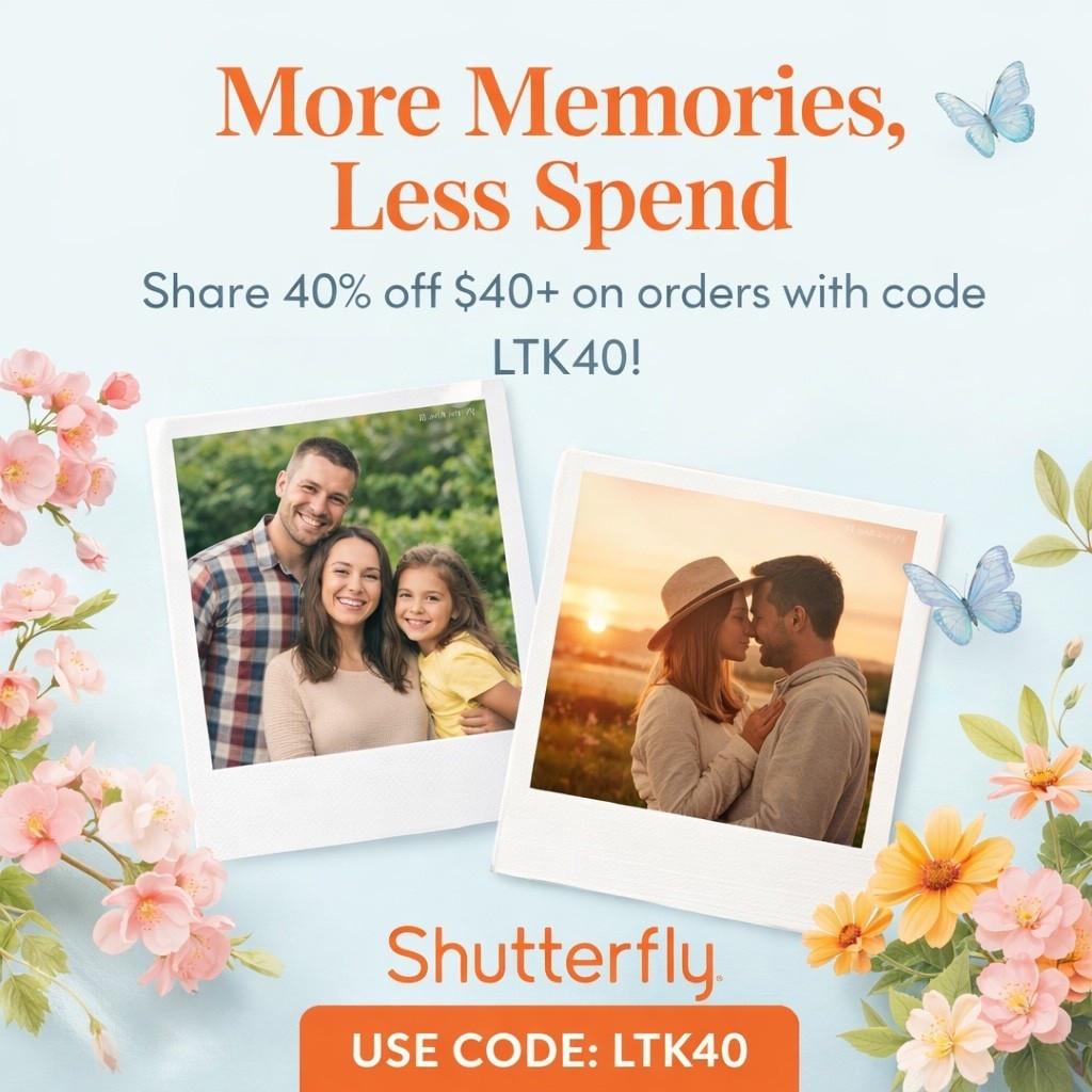 Capture your favorite memories for less! 📸
Right now you can get 40% off orders $40+ at Shutterfly with code LTK40. Perfect for photo books, prints, gifts, and spring memories you want to keep forever.

Tap to shop and start creating something special 💌

#LTKSeasonal #LTKSpringSale #LTKHome