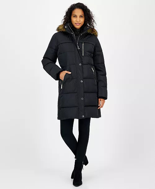 MICHAEL Michael Kors Women's Faux-Fur-Trim Hooded Puffer Coat, Created for Macy's - Macy's | Macy's