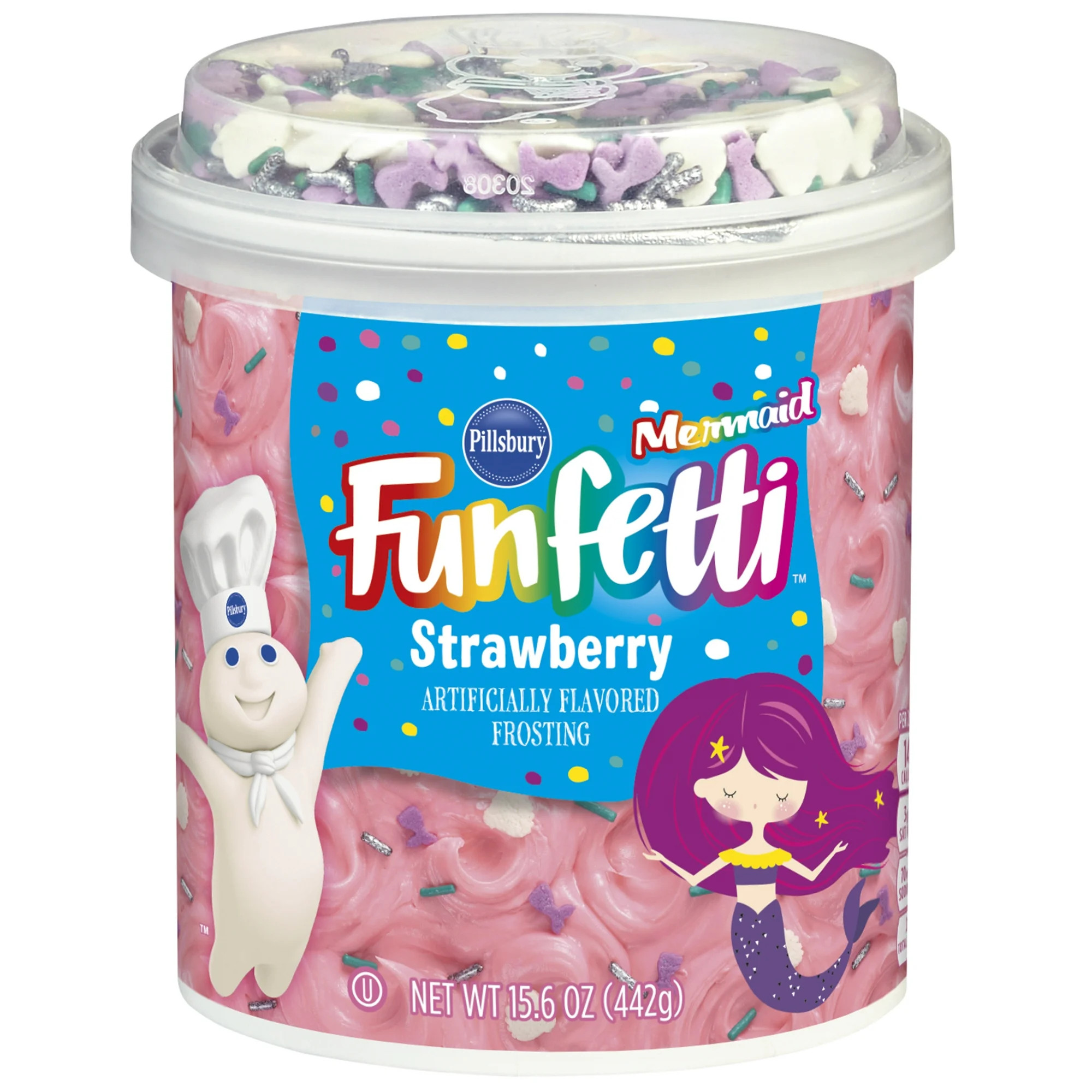 Pillsbury Funfetti Mermaid Strawberry Flavored Frosting, 15.6 oz Tub | Walmart (US)