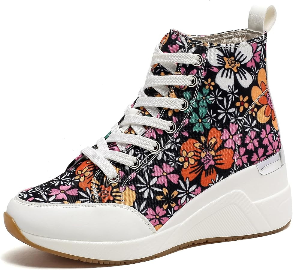 Cestfini Graffiti High Top Sneakers for Women Breathable White Black Platform Sneakers Lace up Wo... | Amazon (US)