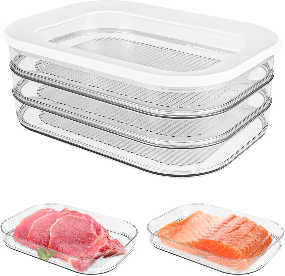 Deli Meat Container for Fridge, Stackable Food Storage Containers with Lid for Bacon, Airtight BP... | Amazon (US)