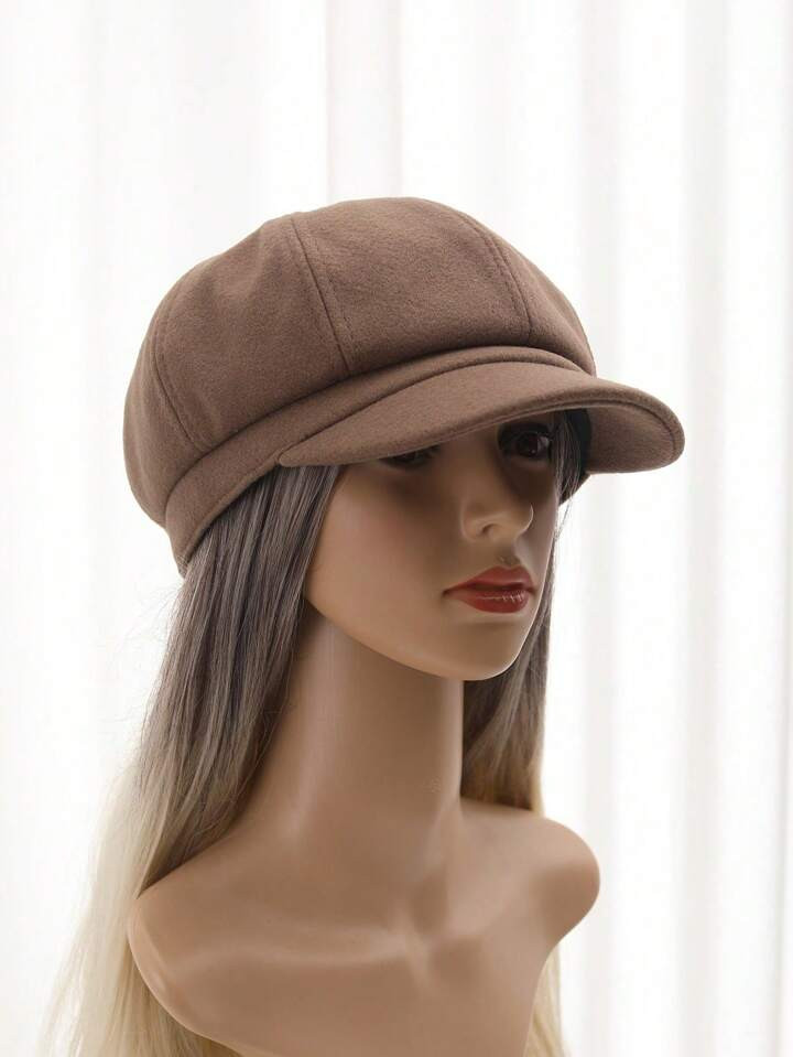 1pc Women's Simple Beret Hat, Warm Eight-Corner Cap Suitable For Daily Use Winter Fall | SHEIN