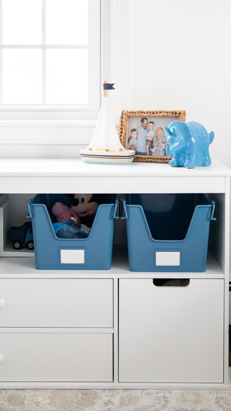 Kids bedroom, toy organizer and chest with blue buckets, coastal style home decor

#LTKfamily #LTKkids #LTKhome