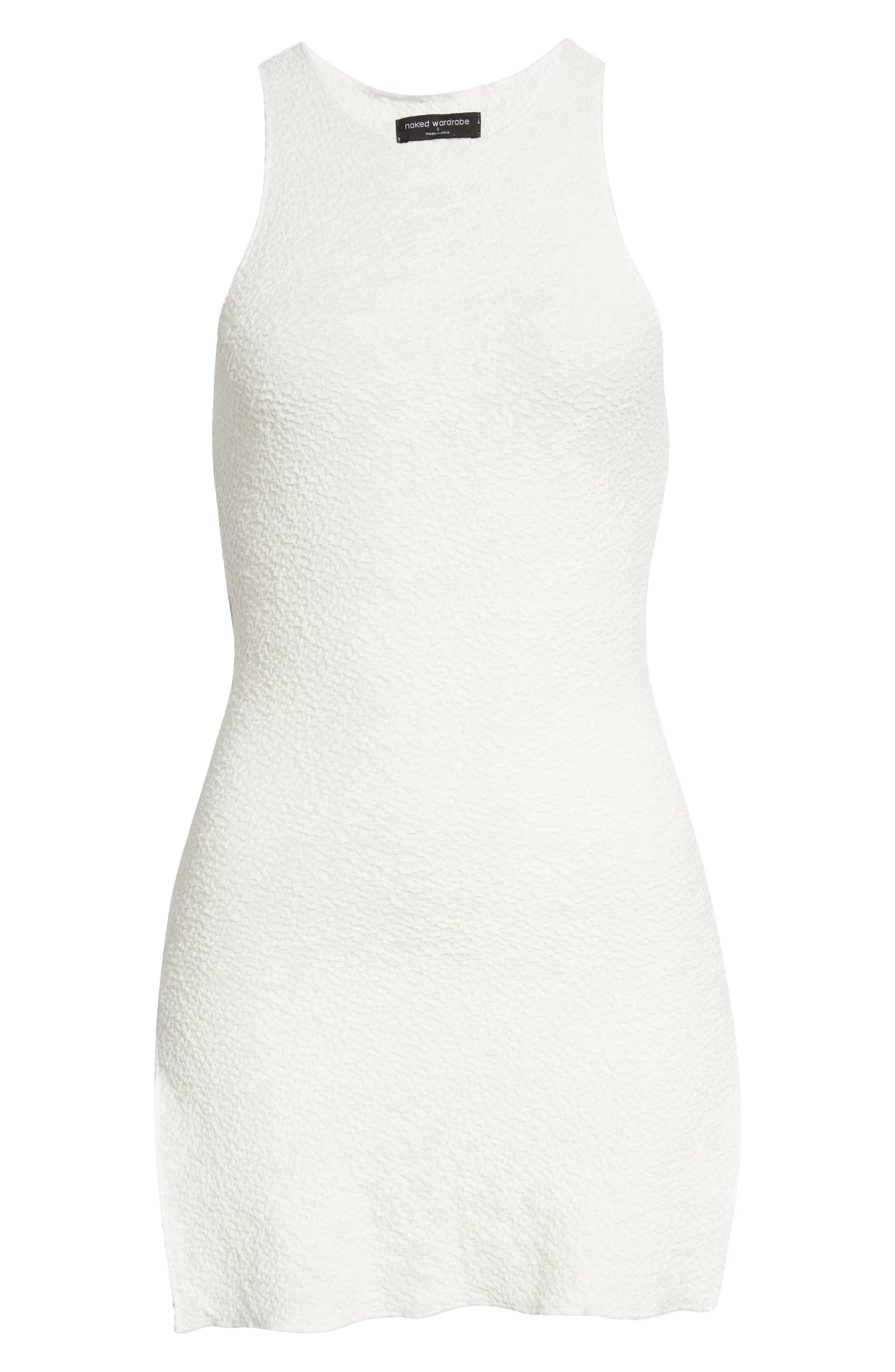 Naked Wardrobe Elastic Lace Sleeveless Tunic Top in White at Nordstrom, Size X-Large | Nordstrom