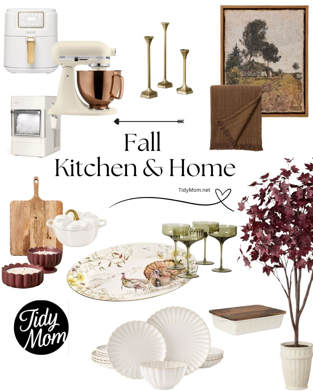 Fall is here, Cozy kitchen and home finds to bring a little seasonal charm to your space—plus a few that make great gifts too.
KitchenAid mixer, nugget ice maker, air fryer, pumpkin Dutch oven, turkey platter, wall art, fall throw, fall candles, pioneer woman’s dinnerware,9x13 baker, artificial tree, coupe glasses, brass candlesticks

#LTKSeasonal #LTKHome #LTKSaleAlert