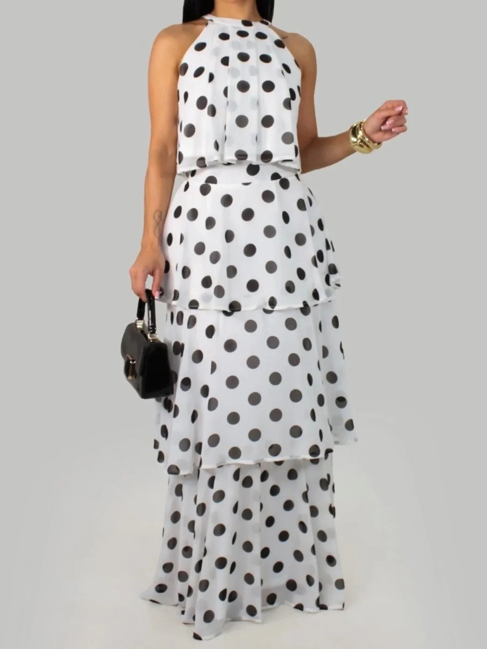 BLACK POLKA DOT TWO PIECES SKIRT SET - NWOT | Poshmark