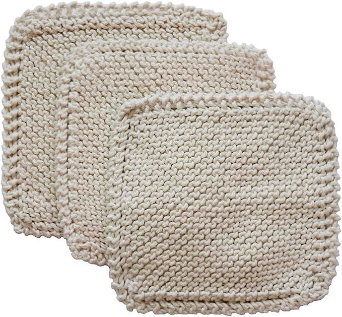 Toockies 100-Percent Organic Cotton Scrub Cloths, Hand Knit, Set of 3 (SC10001) | Amazon (US)