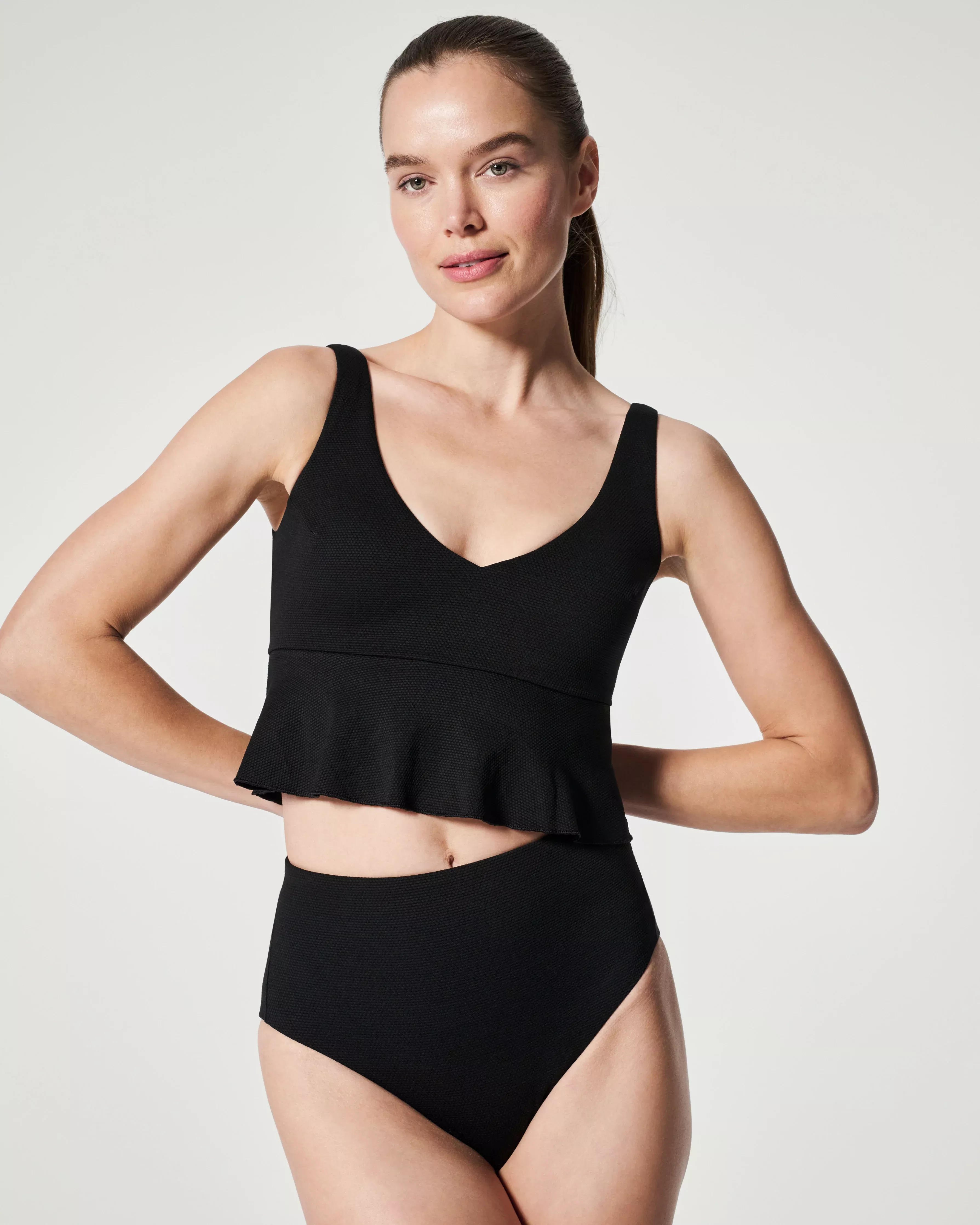 Pique Longline Flounce Swim Top curated on LTK