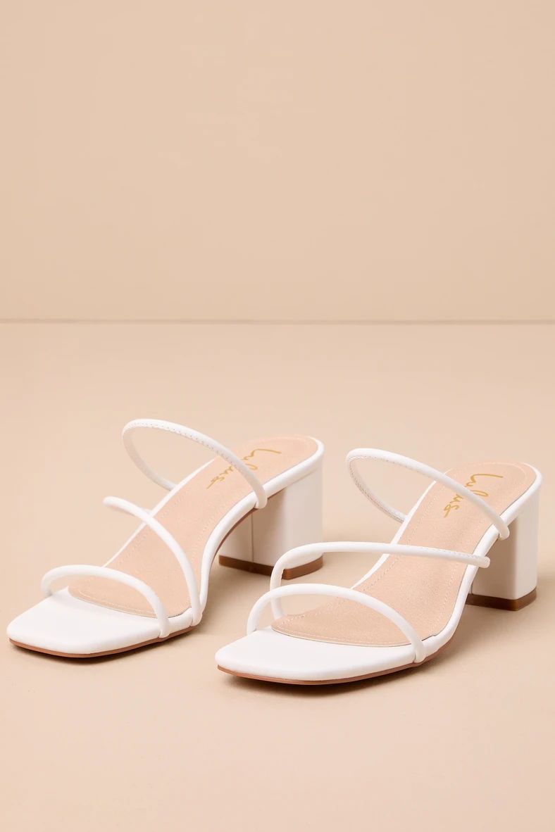 Questa White Strappy High Heel Slide Sandals | Lulus