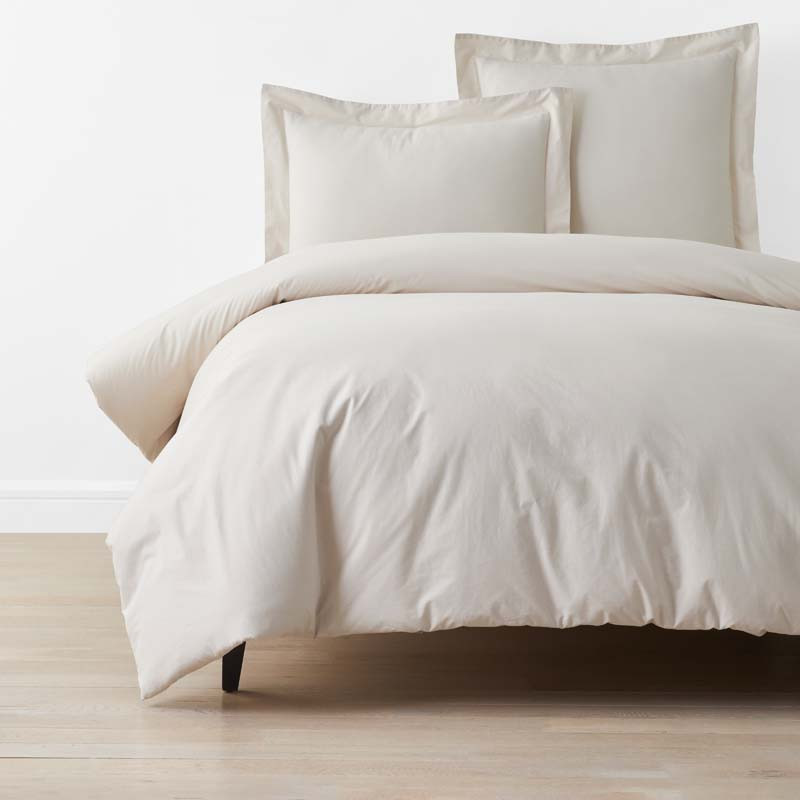 Solid  Garment Washed Cotton Percale Duvet Cover - Buff, King/Cal. King | The Company Store
