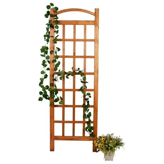 Leisure Season Medium Brown Cedar Arched Square Lattice Trellis | Walmart (US)