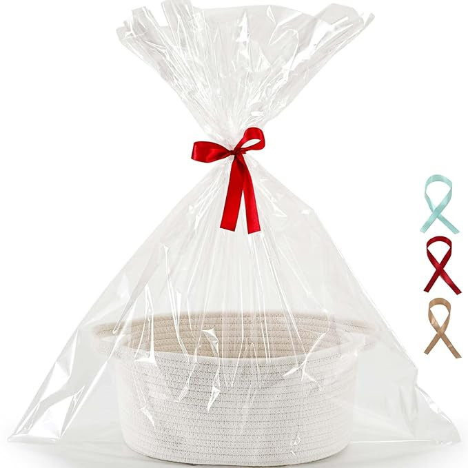Small Gift Basket with Gift Wrap Cellophane Bag and Ribbons, Gift Baskets for Christmas Thanksgiv... | Amazon (US)