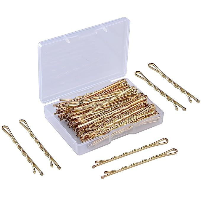 KangSong 2.5 inches Metal Bobby Pins Metallic Gold Hairpins Blond Hair Clips for Women Girls Hair... | Amazon (US)