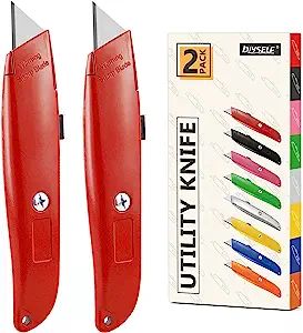 DIYSELF 2Pack Utility Knife Box Cutter Retractable Blade Heavy Duty(Red) - - Amazon.com | Amazon (US)