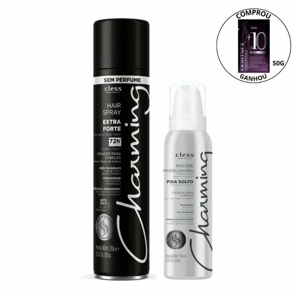 Kit Cless Charming Hair Spray Extra Forte + Mousse Fixa Solto | DrogaRaia (BR)