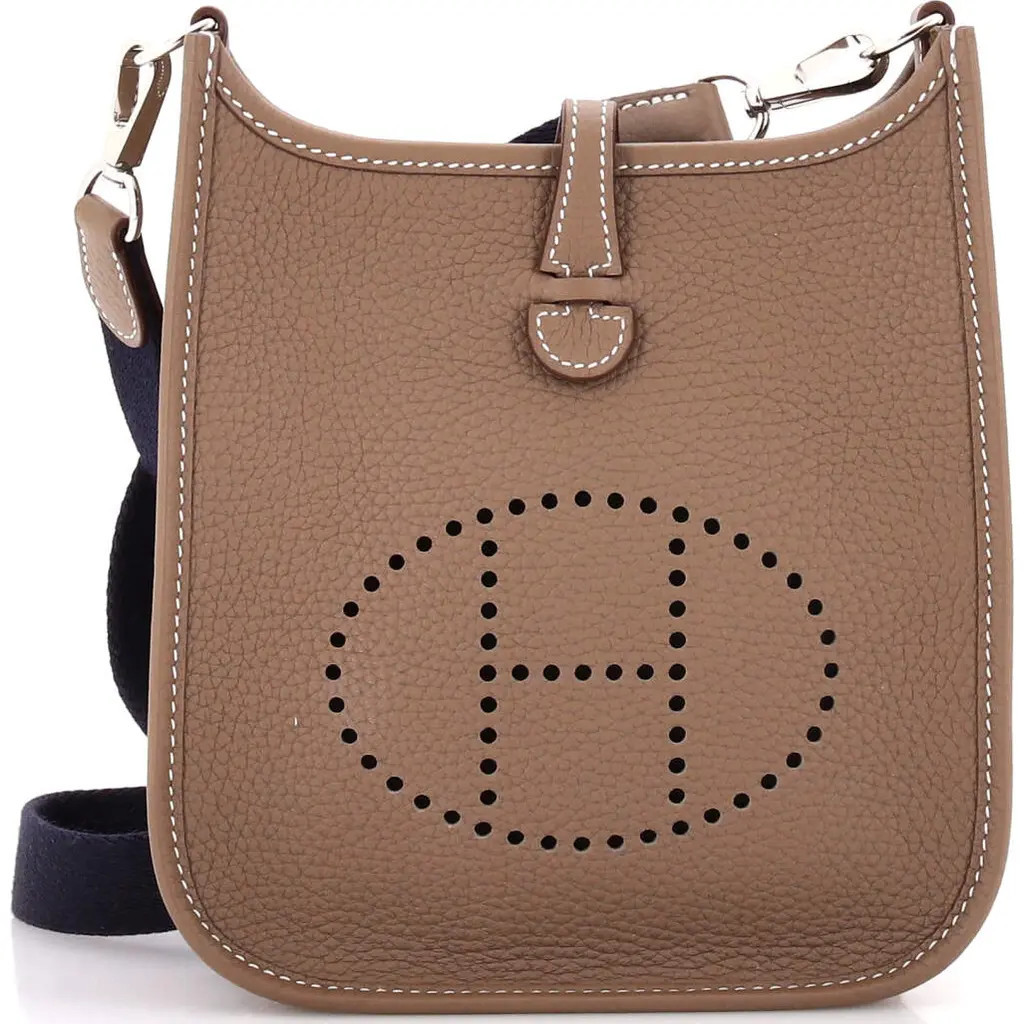 Pre-Owned Hermes Evelyne Bag Gen III Clemence TPM in Etoupe at Nordstrom, Size X-Small | Nordstrom