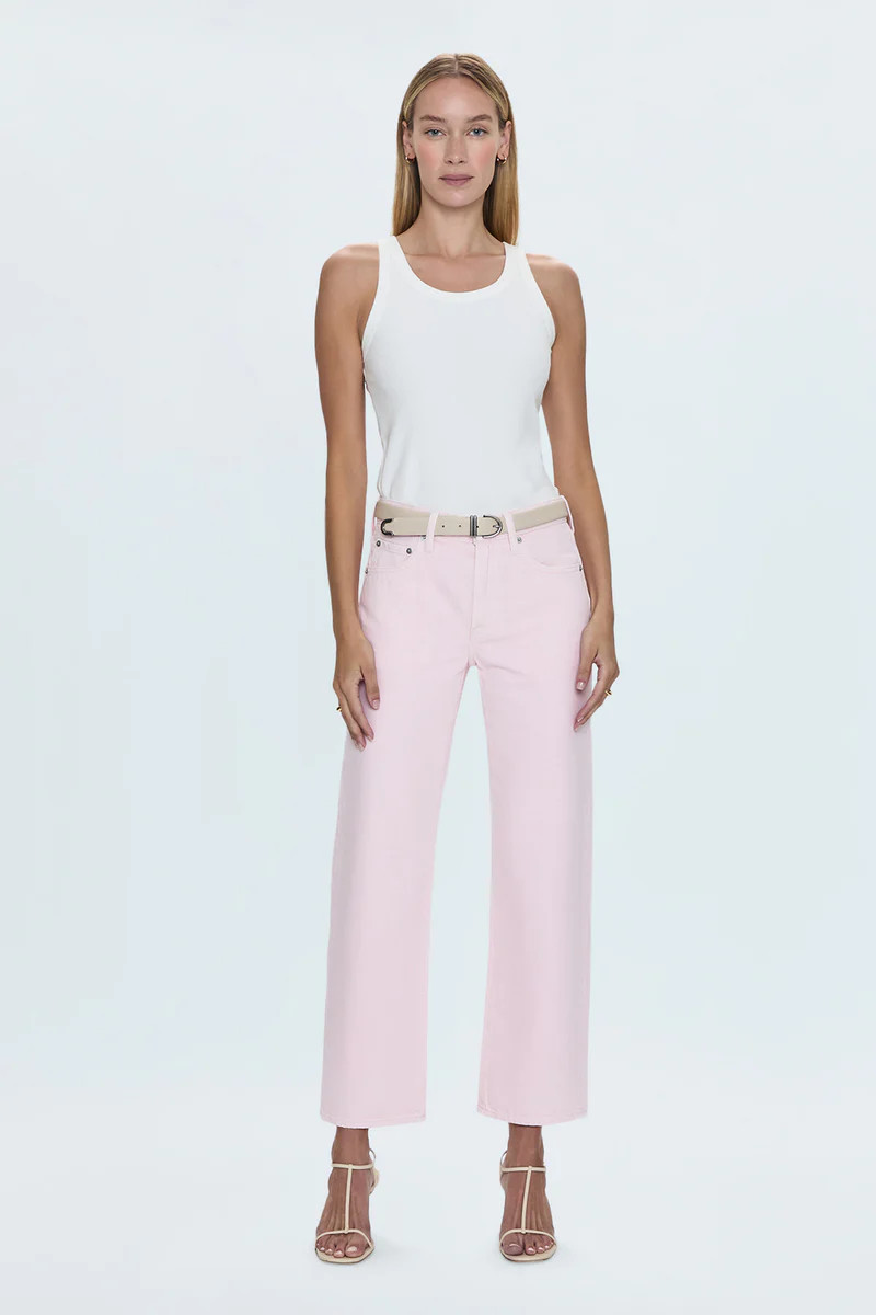 Lexi Mid Rise Bowed Straight Jean - Blush | Pistola Denim