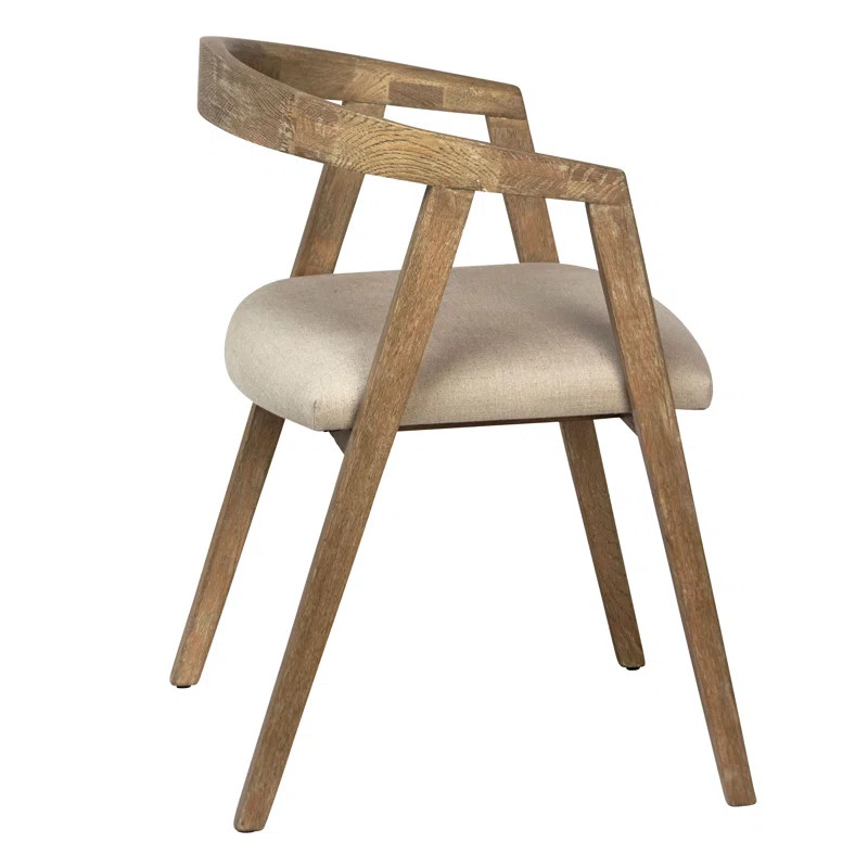 Birch Lane™ Fitzpatrick Oak Curved Back Dining Arm Chair with Upholstered Linen Seat & Reviews ... | Wayfair North America