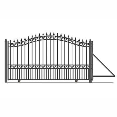 6 ft. H Paris Steel Sliding Driveway Gate with Pedestrian Gate | Wayfair North America