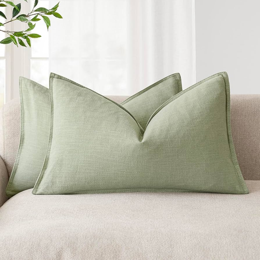 Foindtower Pack of 2, Decorative Linen Solid Throw Pillow Covers Accent Lumbar Cushion Case Boho ... | Amazon (US)