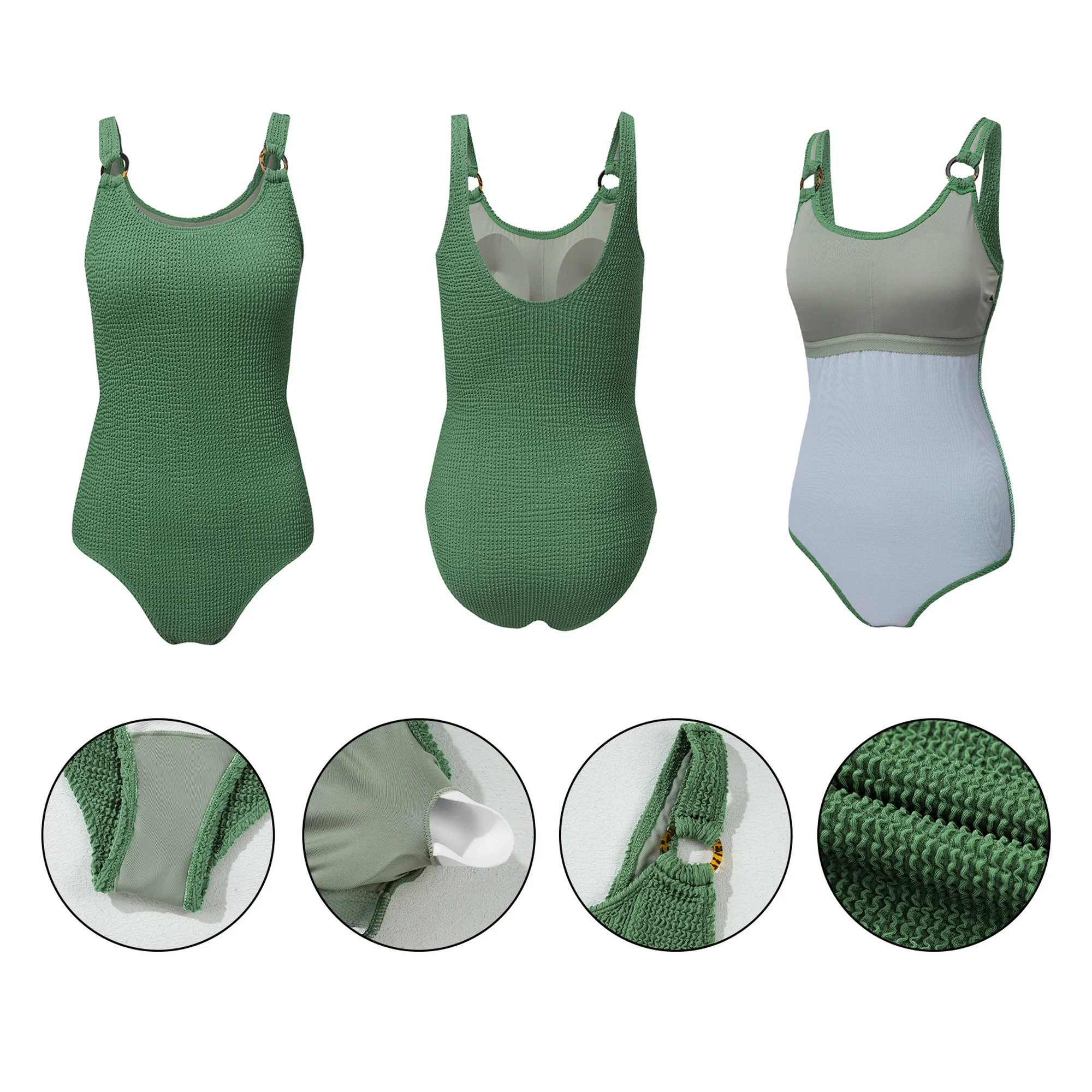 DOKOTOO Women's One-Piece Swimsuit with Tummy Control, Solid Ribbed Monokini, Wide Straps, Open B... | Walmart (US)