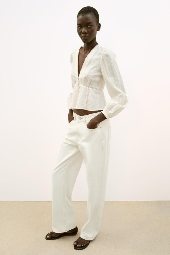 ROMANTIC EMBROIDERED BLOUSE | Zara US