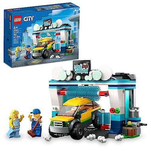 LEGO City Car Wash 60362 Building Toy Set, Fun Gift Idea for Kids Ages 6+, Features Spinnable Washer Brushes and Includes an Automobile and 2 Minifigures | Amazon (US)