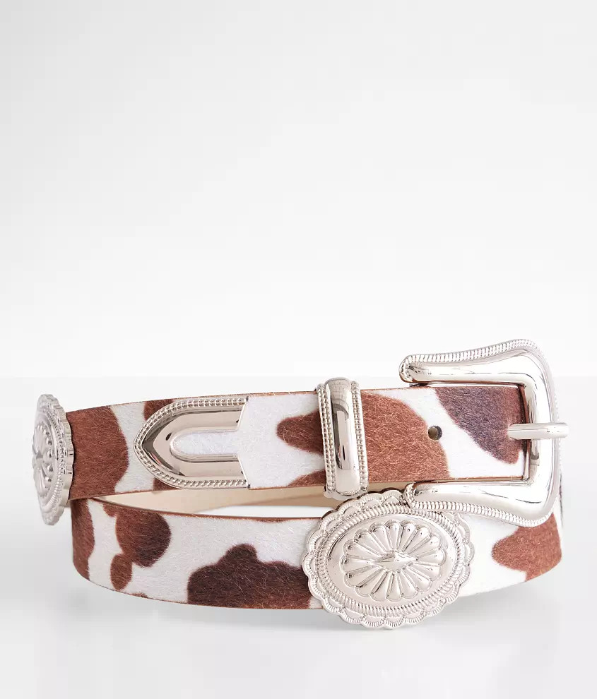 Cow Print Concho Belt | Buckle