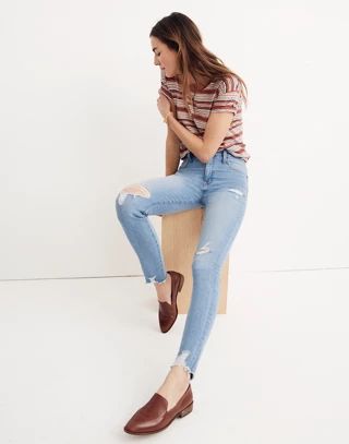 9" High-Rise Skinny Jeans in Ontario Wash: Distressed-Hem Edition | Madewell