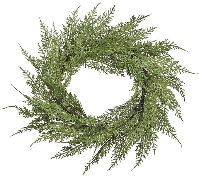 12 Inch Artificial Cedar Candle Ring, Small Cedar Window Wreath, Christmas Pillar Candle Holder a... | Amazon (US)