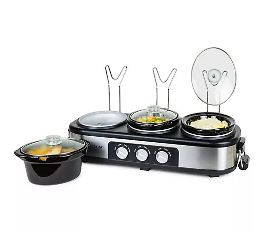 Nostalgia 3-Station Slow Cooker Buffet, Stainless Steel | QVC