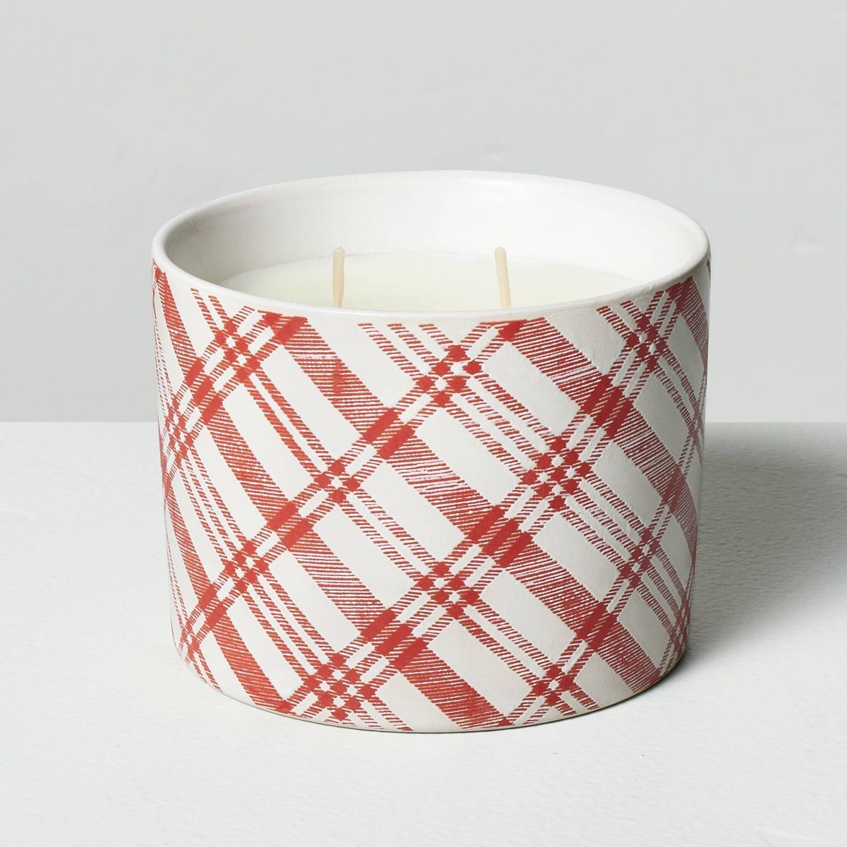 Plaid Ceramic Balsam & Berry 2-Wick Jar Christmas Candle Red 11oz - Hearth & Hand™ with Magnoli... | Target