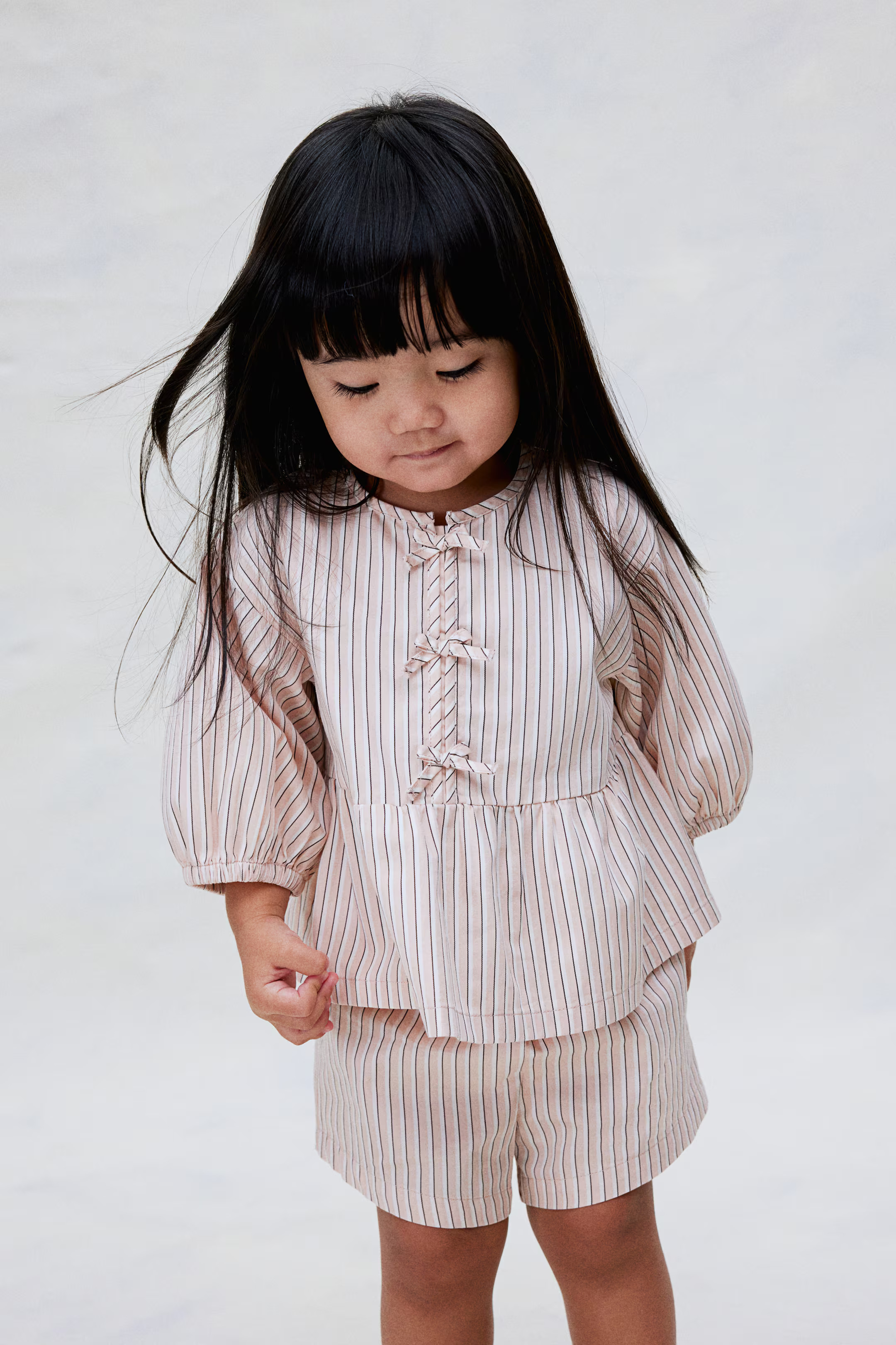 2-piece Cotton Poplin Set - Peach/striped - Kids | H&M US | H&M (US + CA)