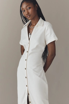 The Greer Denim Midi Shirt Dress by Pilcro | Anthropologie (US)