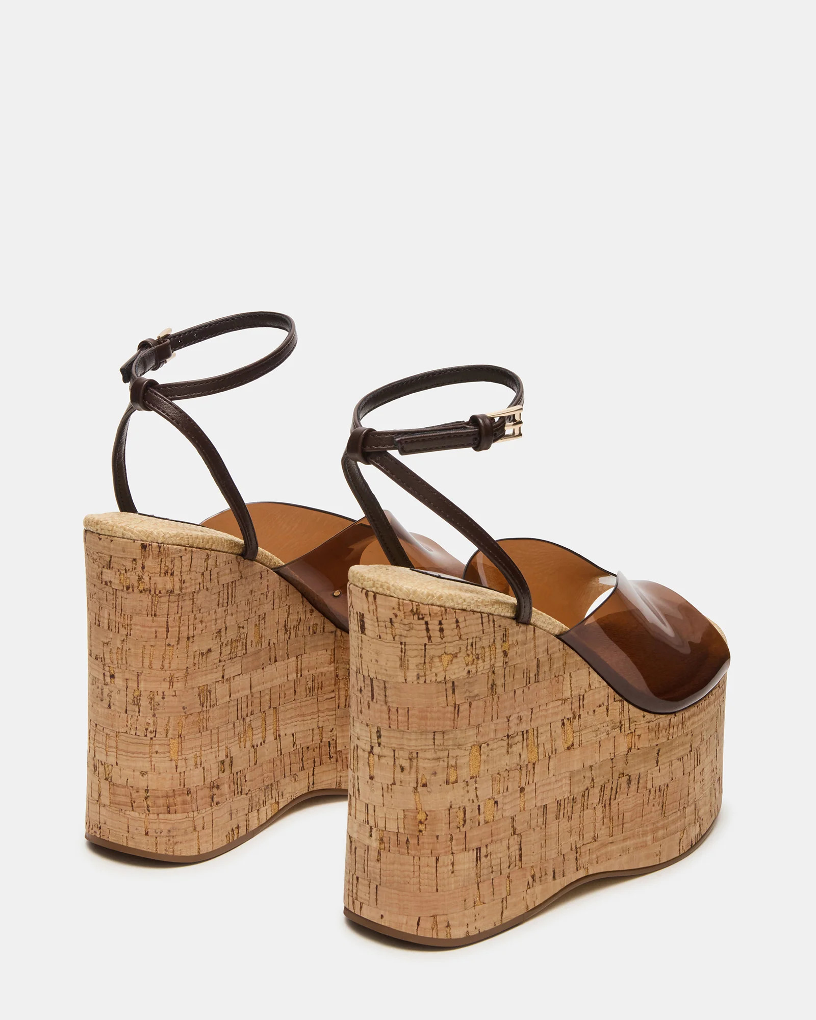 SINAI Brown Square-Toe Platform Wedge Strappy Women's Sandal | Steve Madden (US)