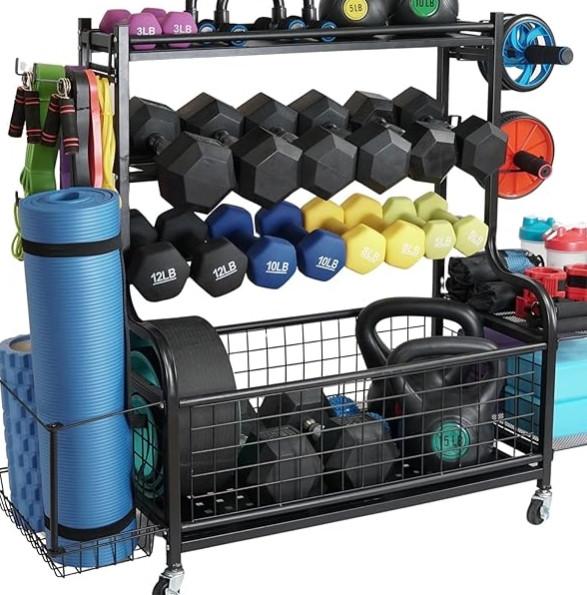 STUFFSTASH Dumbbell Rack, Heavy Duty Adjustable Weight Rack for Home Gym with Extra Strong Sheet Steel Shelf and Base, Storage Rack for Dumbbells, Kettlebell Rack, Yoga Mats 

 #LTKActive #LTKU #LTKSaleAlert