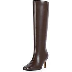 Knee High Boots for Women Stiletto Heel Square Toe Tall Boots with Side Zipper for Fall Dressy Fa... | Amazon (US)