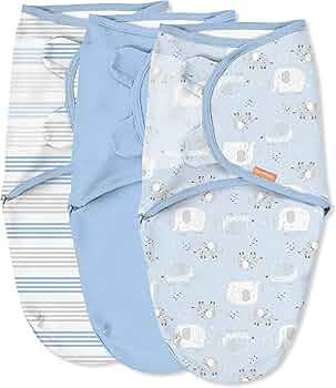 SwaddleMe Original Swaddle - Size Small/Medium, 0-3 Months, 3-Pack (Elephant Stripes) Easy to Use... | Amazon (US)