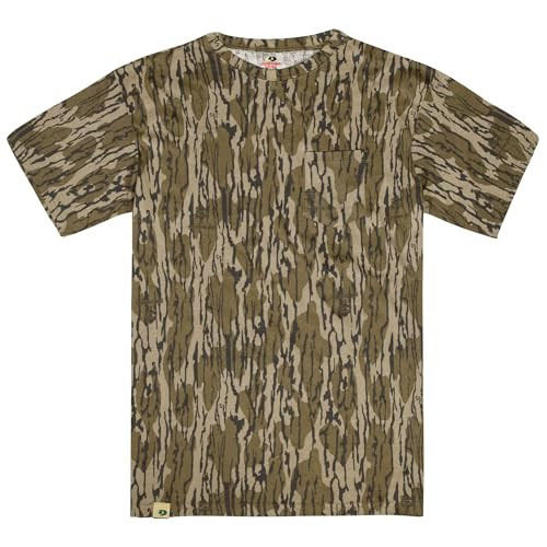 Mossy Oak Standard Mens Camo Hunting Shirt Short Sleeve Cotton, Original Bottomland, Small | Amazon (US)