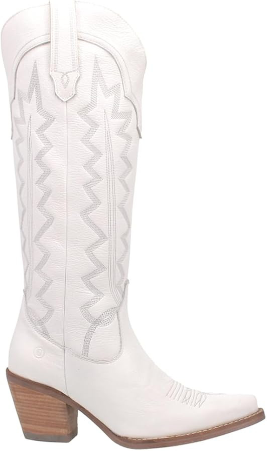 Dingo Womens High Cotton Embroidery Snip Toe Casual Boots Knee High Mid Heel 2-3" - Black | Amazon (US)