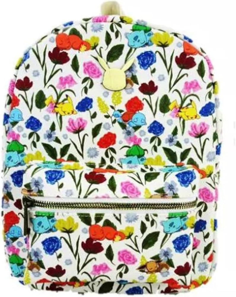 Bioworld Sleeping Pokemon Floral Print 11" Mini Backpack - Pikachu, Bulbasaur, Eevee, Charmander, | Amazon (US)