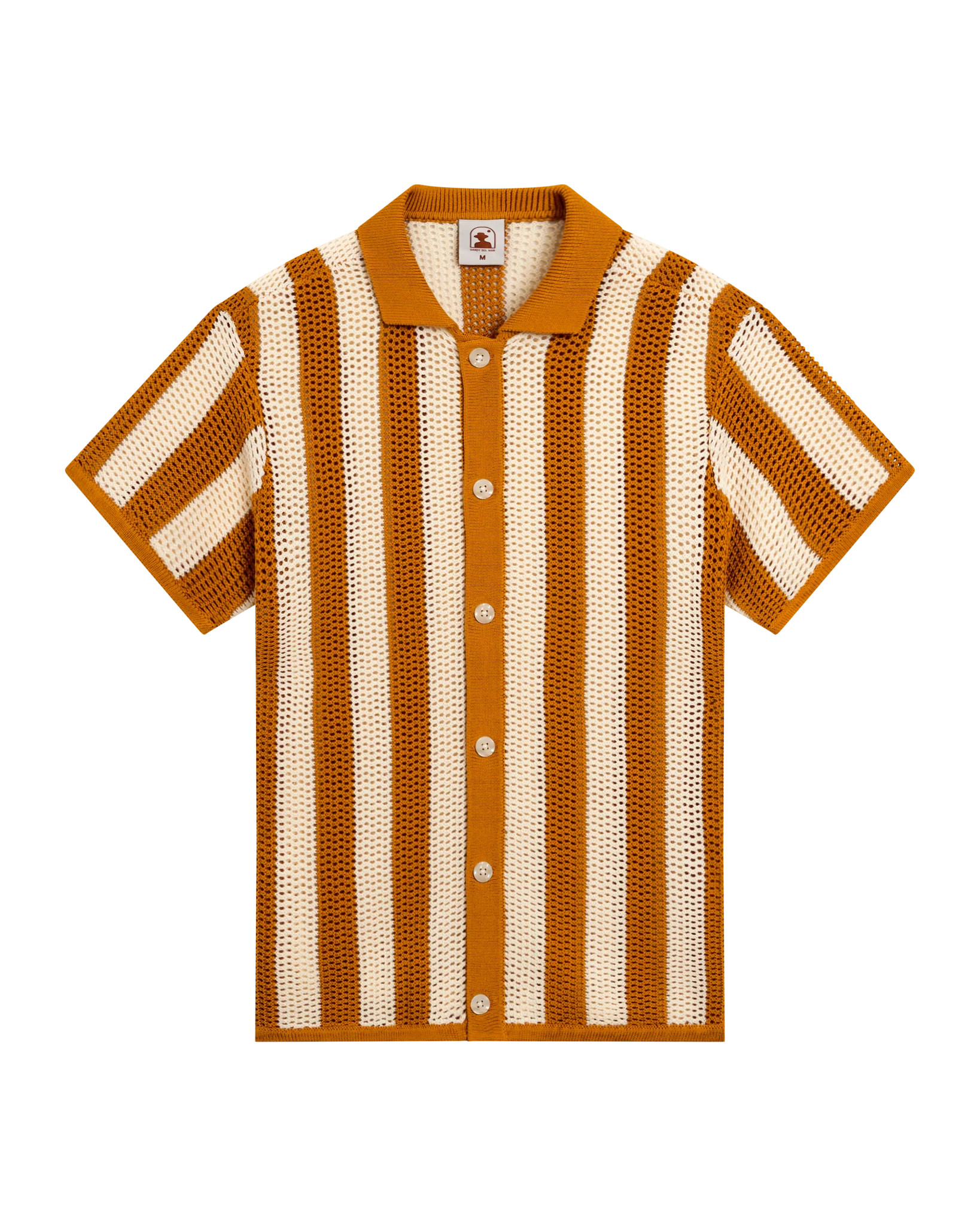 The Dominica Crochet Shirt - Burnt Sienna Stripe | Shop.app