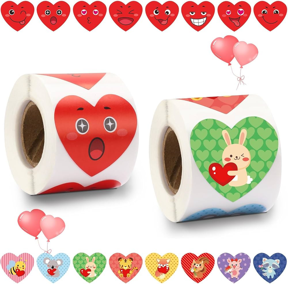 FEBSNOW Valentine's Day Stickers for Kids, 600 Pcs Heart Stickers Valentine Envelopes Stickers An... | Amazon (CA)