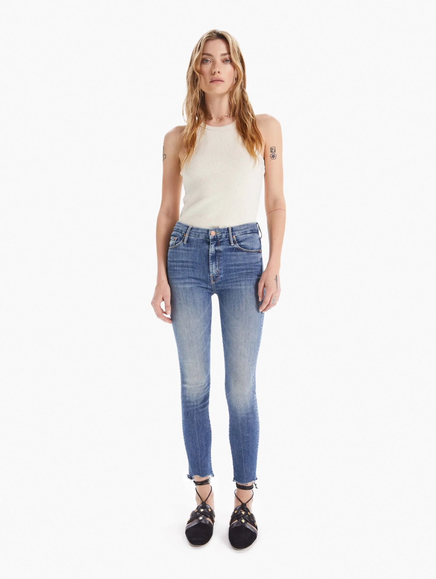 High Waisted Looker Ankle Fray | Mother Denim