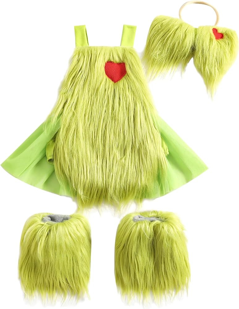 Toddler Baby Girl Halloween Costume Plush Sleeveless Romper Overall Headband Leg Warmer Outfit Se... | Amazon (US)