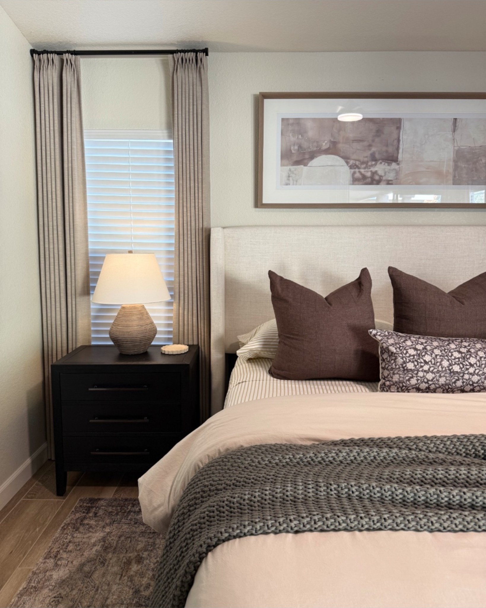 My favorite view 🥰 I looove how our master bedroom has come together and this moody, darker toned bedding has been my favorite combo to date! 
My nightstands are still on sale and so high-end looking on a budget 
•
•
Bedroom furniture, master bedroom, primary bedroom, king bed, how to decorate my bedroom, what size nightstands for king bed, what size rug for a king bed, neutral bedroom, earth toned bedroom, bedroom decor inspo, bedroom design inspo, bedroom inspo, bedroom inspiration

#LTKHome #LTKdayinmylife #LTKSeasonal