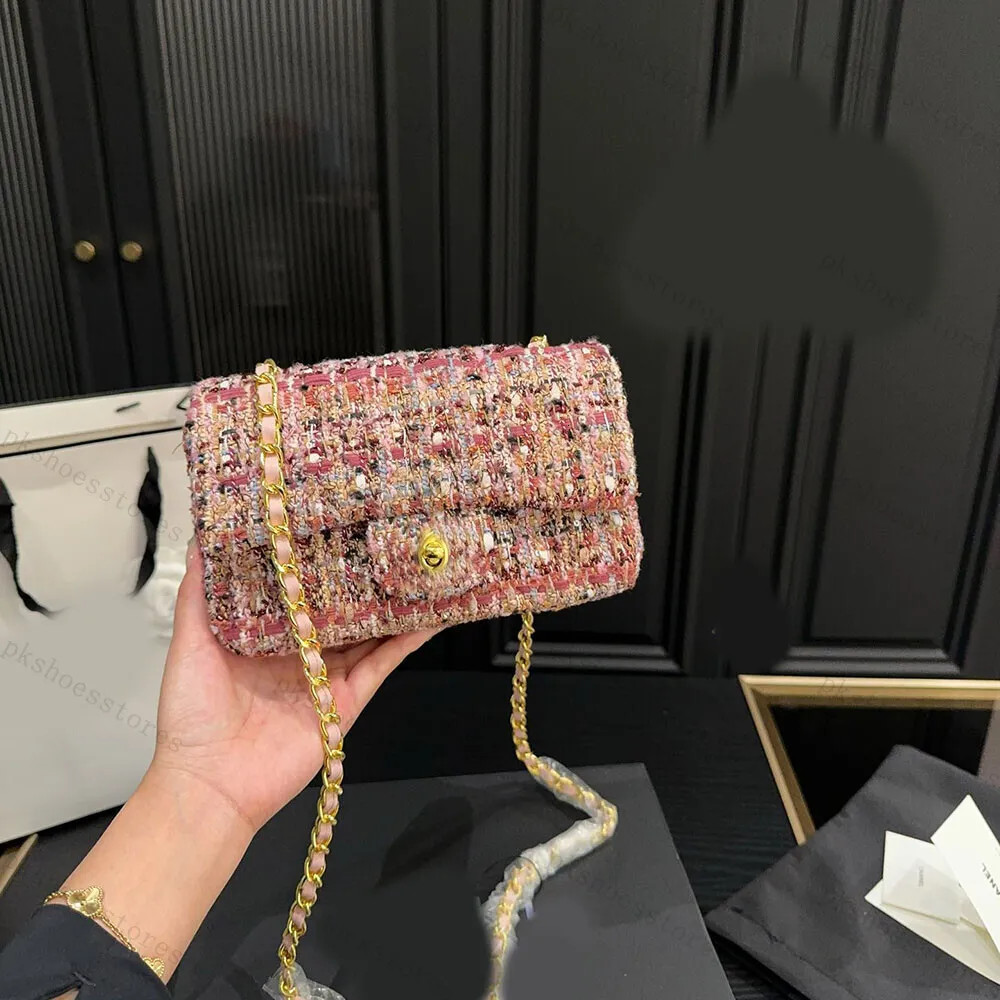 Top Quality Classic Flap Shoulder Bag Tweed Bag Quilted Rough Wool Vintage Flap Mini Luxury Swive... | DHGate