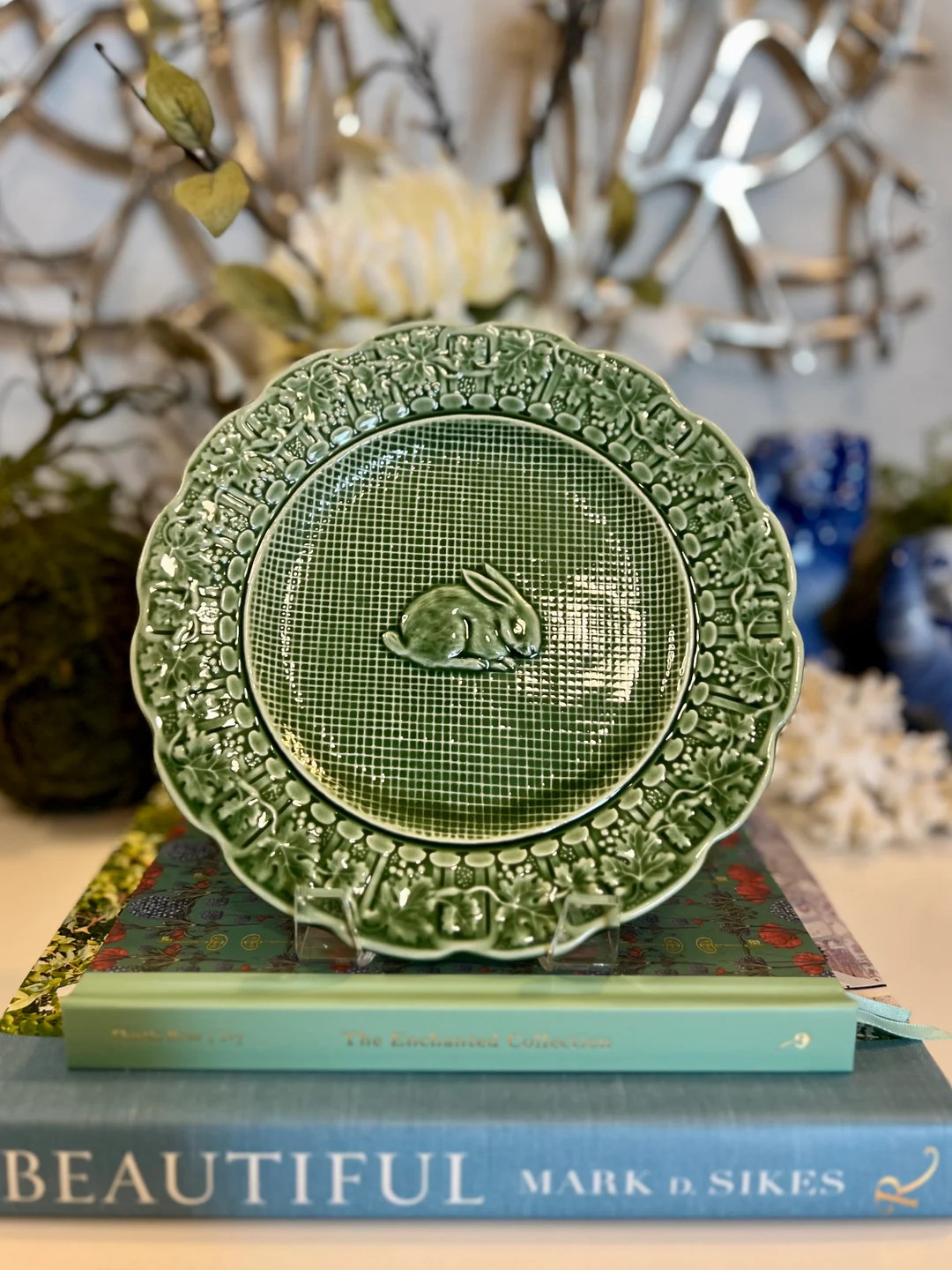 Bordallo Pinheiro Portugal Majolica Green Rabbit Plate | Etsy (US)