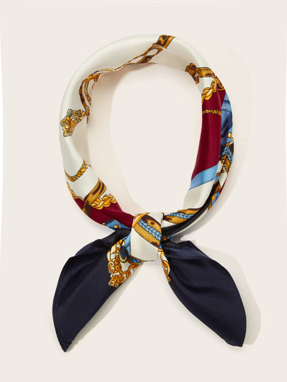 Chain Print Contrast Trim Bandana | SHEIN